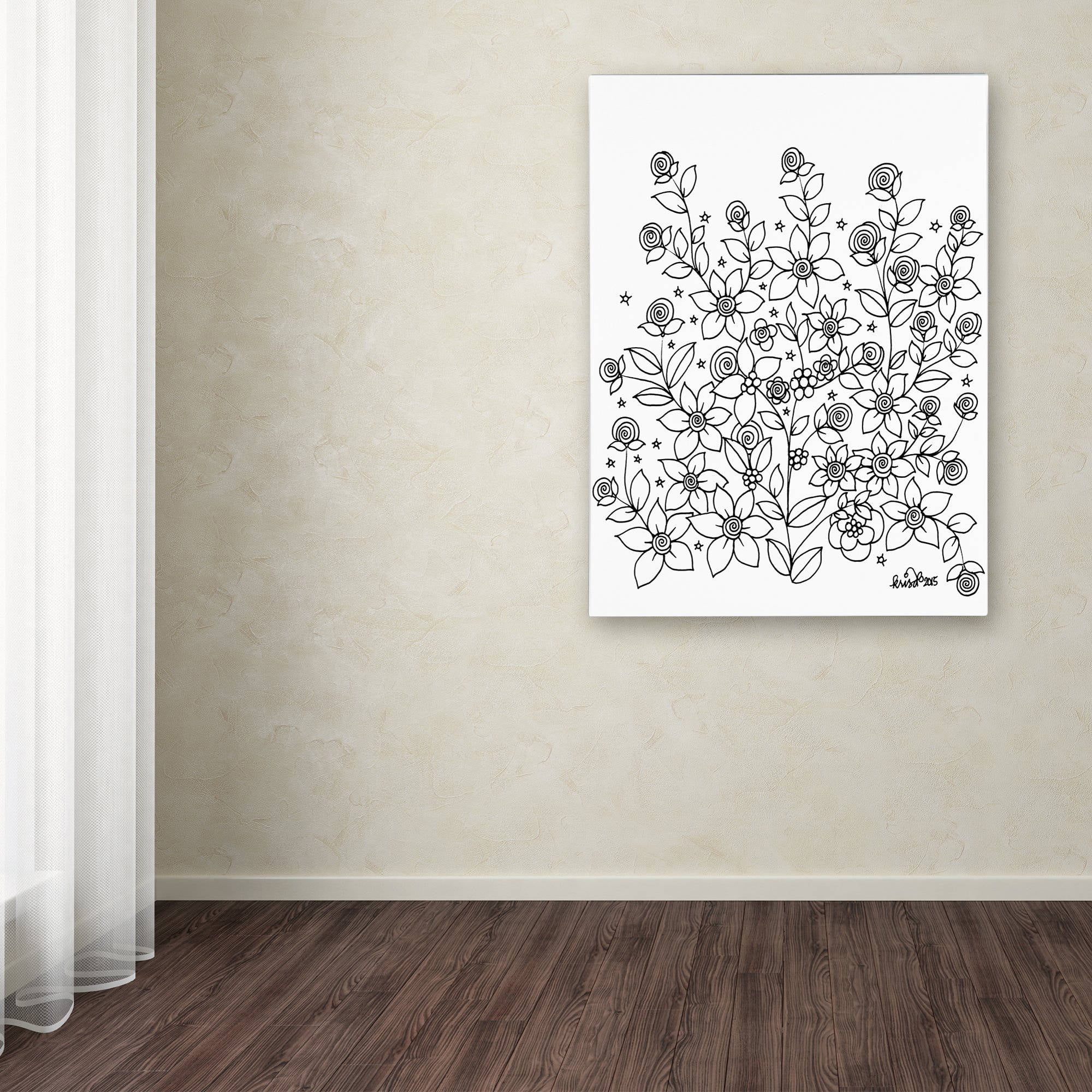 KCDoodleArt 'Simple Flower Doodle 2' 14 x 19 Canvas Art