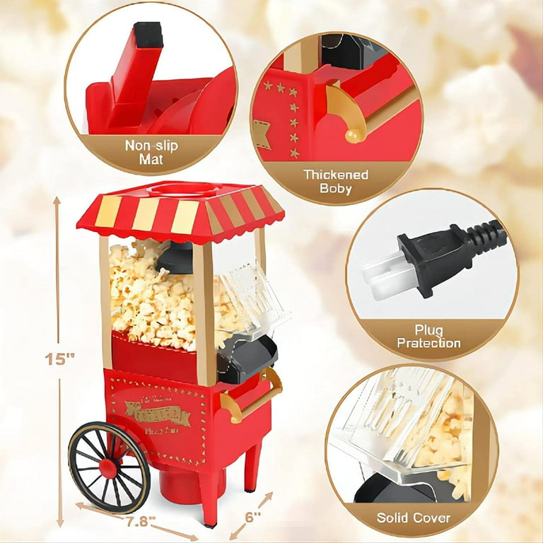 1200W Mini Home Popcorn Machine Plug-In Hot-Air Oil-Free Popcorn Machine  Popcorn Makers for Home Kitchen Party Travel US EU Plug