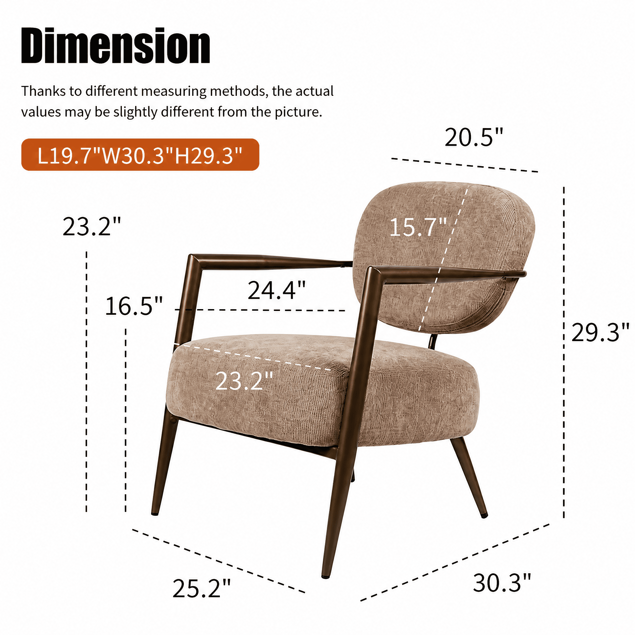 Mid-Century Modern Accent Armchair 26x22x29.5 Inch Leather-Like Upholstery 350 lbs Capacity for Living Room Reading
