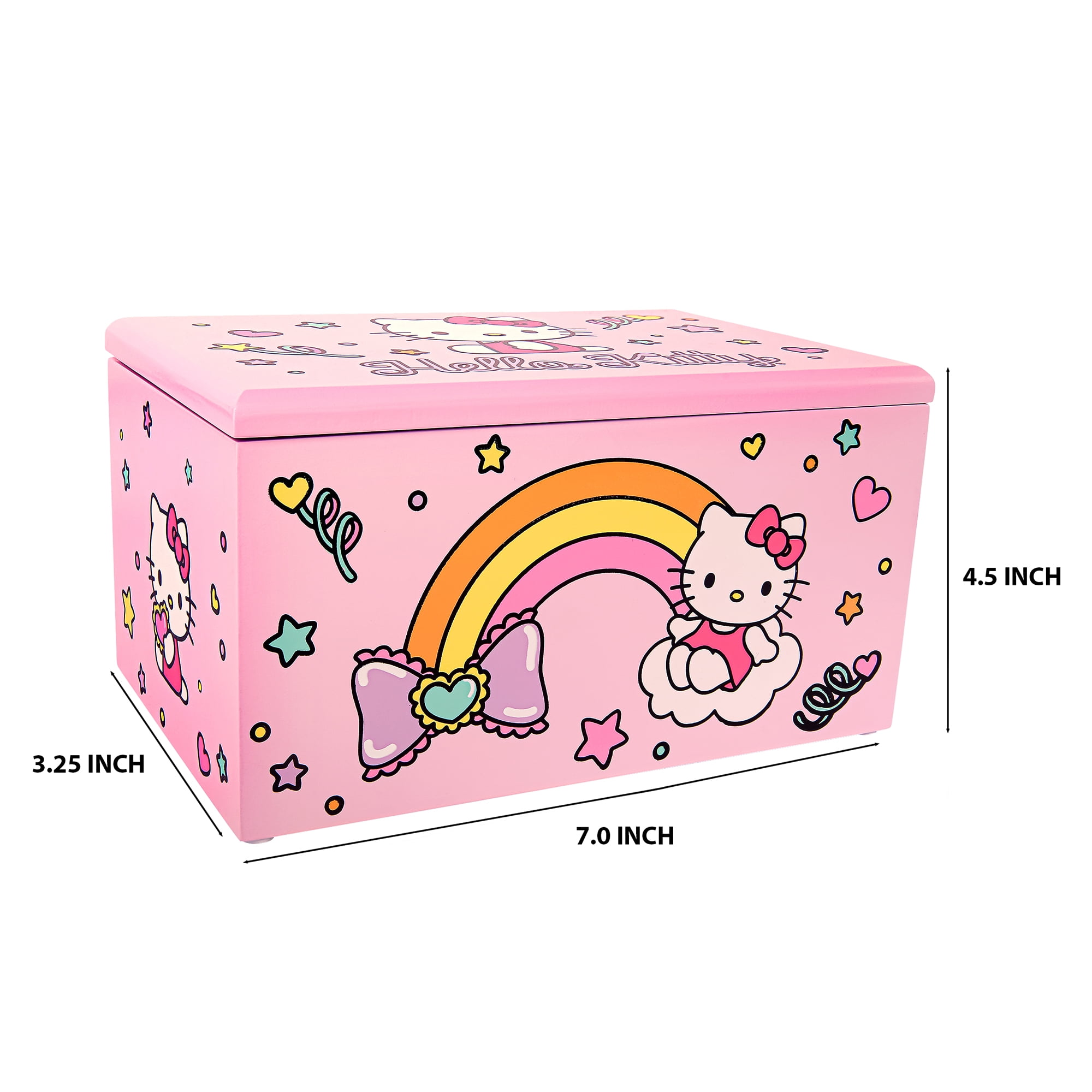 Hello Kitty Sanrio Pink Wood Jewelry Box with Tray - Officially Licensed