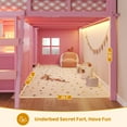 thumbnail image 6 of Loft Bed Twin Size with 7 Storage Drawers, Bookcase and LED Lights, Low Metal Loft Bed with 14" H Guardrail,Ladder,Under-Bed Space,Pink, 6 of 10