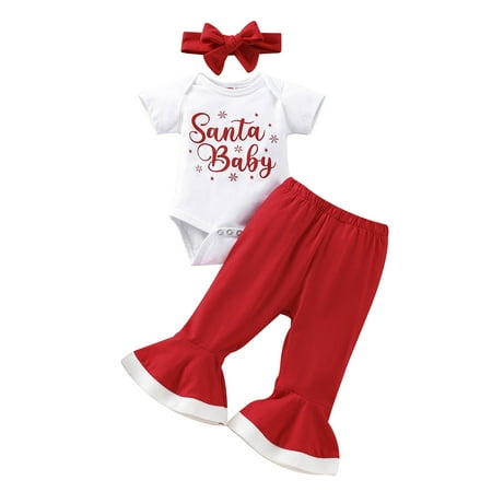 

nsendm Baby Girl Clothes 6-9 Months Toddler Girls Christmas Short Sleeve Letter Prints Xmas Crop Tops for Teen Girls 14-16 Childrenscostume Red 6-9 Months