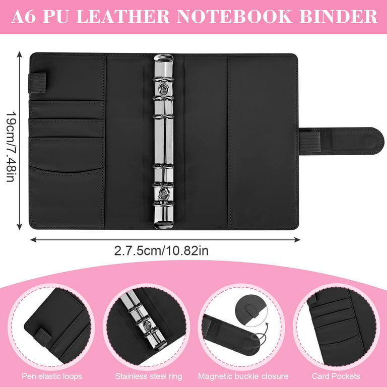 A6 PU Leather Portfolio for Cash Budget Planner, Envelope Budget Binder  with 12 Clear Zipper Pockets for Monthly Payment Planning, Pink