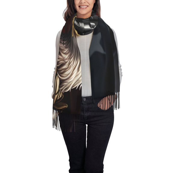 Easygdp American Bald Eagle Warrior Women's Scarf Womens Winter Scarf, Fashion Scarfs for Women, Shawls and Wraps, Long Blanket Scarf