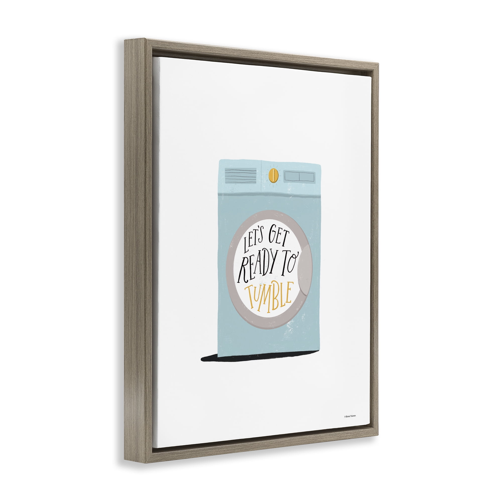 Stupell Industries Ready to Tumble Laundry Typography Painting Brown Floater Framed Art Print Wall Art, 17 x 21
