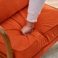 thumbnail image 4 of Tcbosik Upholstered Linen Lounge Chair in Burnt Orange, Mid-Century Modern Armchair with Solid Wood Frame & 5.5" Thick Padded Seat & Lumbar Pillow, Accent Chair for Living Space, Home Office, 4 of 10