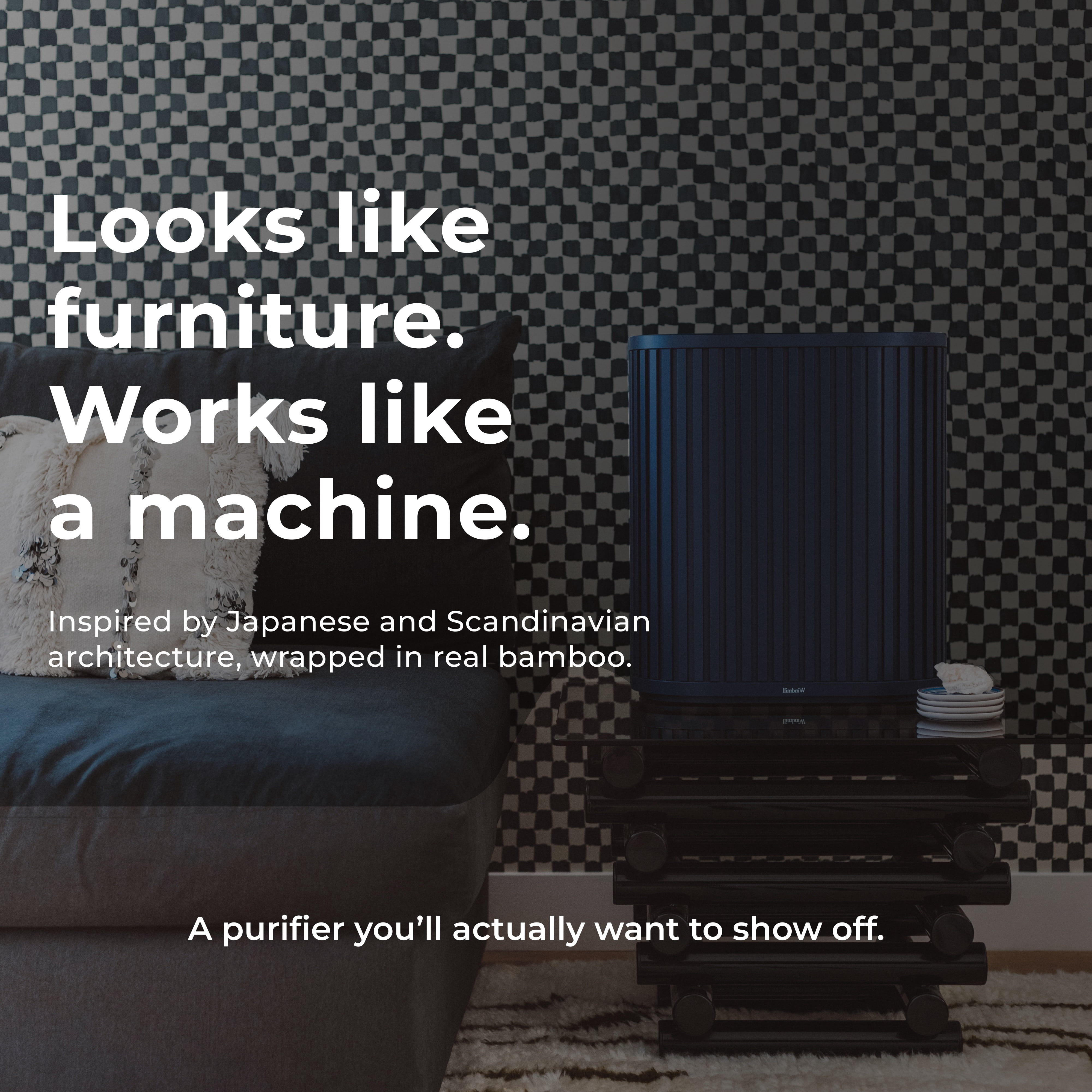 Windmill Air Purifier Max, Smart True HEPA Air Cleaner for Smoke, Odors, Dust & Mold Spores, Up to 1,950 Sq Ft, Navy