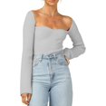 thumbnail image 4 of ORUYROP Pull pour Femmes Col Cœur Bustier Côtelé Corset Tricoté Manches Longues, 4 of 7