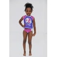 thumbnail image 2 of Marvel Spider-Gwen Rash Guard Bikini Set, Purple/Spider Web, Toddler/Little Kid, Size 6, Padded Top, 2 of 5