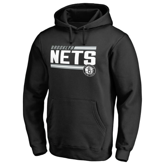 Men's Black Brooklyn Nets Onside Stripe Pullover Hoodie