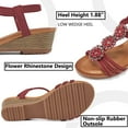 thumbnail image 3 of Atoshopce Womens Wedge Sandals Flower Low Heel Dressy Sandals Elastic Ankle Strap Rhinestone Summer Comfortable Shoes, 3 of 5