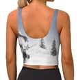 thumbnail image 3 of Bixox Women's Snowman And Christmas Tree Pattern Fitness Navel Tank Top U-Back Yoga Tank Top Sweatshirt Sports Bra, 3 of 7