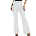 thumbnail image 3 of UVEASISHA Sequin Pants for Women High Waist Sparkly Flare Leg Pants 2025 Trendy Y2K Party Club Pants White S, 3 of 10
