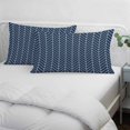 thumbnail image 3 of Navy Blue Geometric Pillow Covers, Linen Long Throw Pillow Case, Modern Pure Color Abstract Striped Holiday Pillow Protector Decorative Cushion Cover for Living Room/Bedroom 12" x 20", 3 of 8