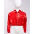 thumbnail image 3 of YUUMIN Veste Métallique Décontractée à Sequins pour Filles et Garçons, Veste à Col Rabattu avec Fermeture Éclair, Rouge 10, 3 of 7