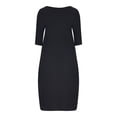 thumbnail image 5 of Womens Maxi Dresses for Spring Solid Medium Long Pocket Cotton Linen Round Neck Dress Big & Tall Size Polyester Fabric Wear-to-Work Prom Dress Style-105 Black 5XL, 5 of 6