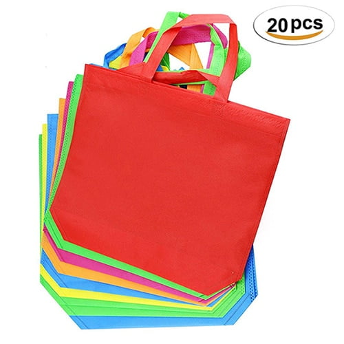 Bolsa de regalo multiusos de 20 piezas con asa para mujer, bolsa de compras de Color sólido no tejida para niños, recuerdo de fiesta de cumpleaños, bolsas de mano para regalo artesanales DIY Adepaton 2027384-9
