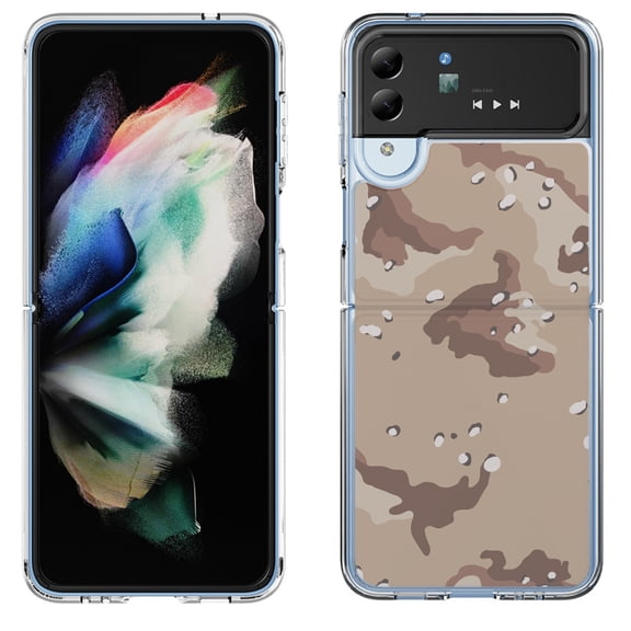 Shockproof Bumper Phone Case for Samsung Galaxy Z Flip 4 5G, by OneToughShield ® - Desert Camo