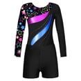 thumbnail image 2 of iiniim Kids Girls Sparkle Ballet Dance Long Sleeve Gymnastics Leotard with Yoga Shorts Set Tracksuit 4-14 Star Black 14, 2 of 7