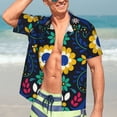 thumbnail image 5 of Lsque Colorful Mexican Flower pattern Hawaiian Shirt for Men, Unisex Summer Beach Casual Short Sleeve Button Down Shirts-Small, 5 of 9