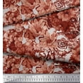 thumbnail image 2 of Soimoi Orange Rayon Crepe Fabric Stripe & Floral Decor Fabric Printed BTY 46 Inch Wide, 2 of 3