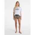 thumbnail image 2 of No Boundaries Sleepwear Cotton Tee and Boxer Shorts Set, 2-Piece, Women’s, 2 of 5