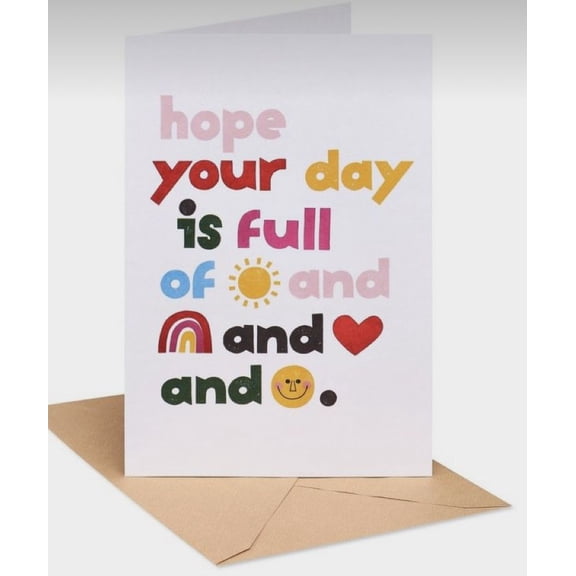 Hope Your Day is Full of Sunshine Rainbow Heart Smiley Greeting Card – Blank Inside with Envelope – Cheerful Card for Any Occasion