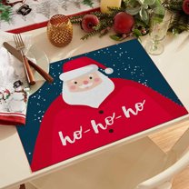 LHWEN Red Christmas Placemats 32x21 cm Seasonal Snowflakes Holiday Washable Table Mats Polyester Linen Wrinkle-Proof Dining Table Colorful Winter Decor Perfect for Daily Use Parties and Receptions