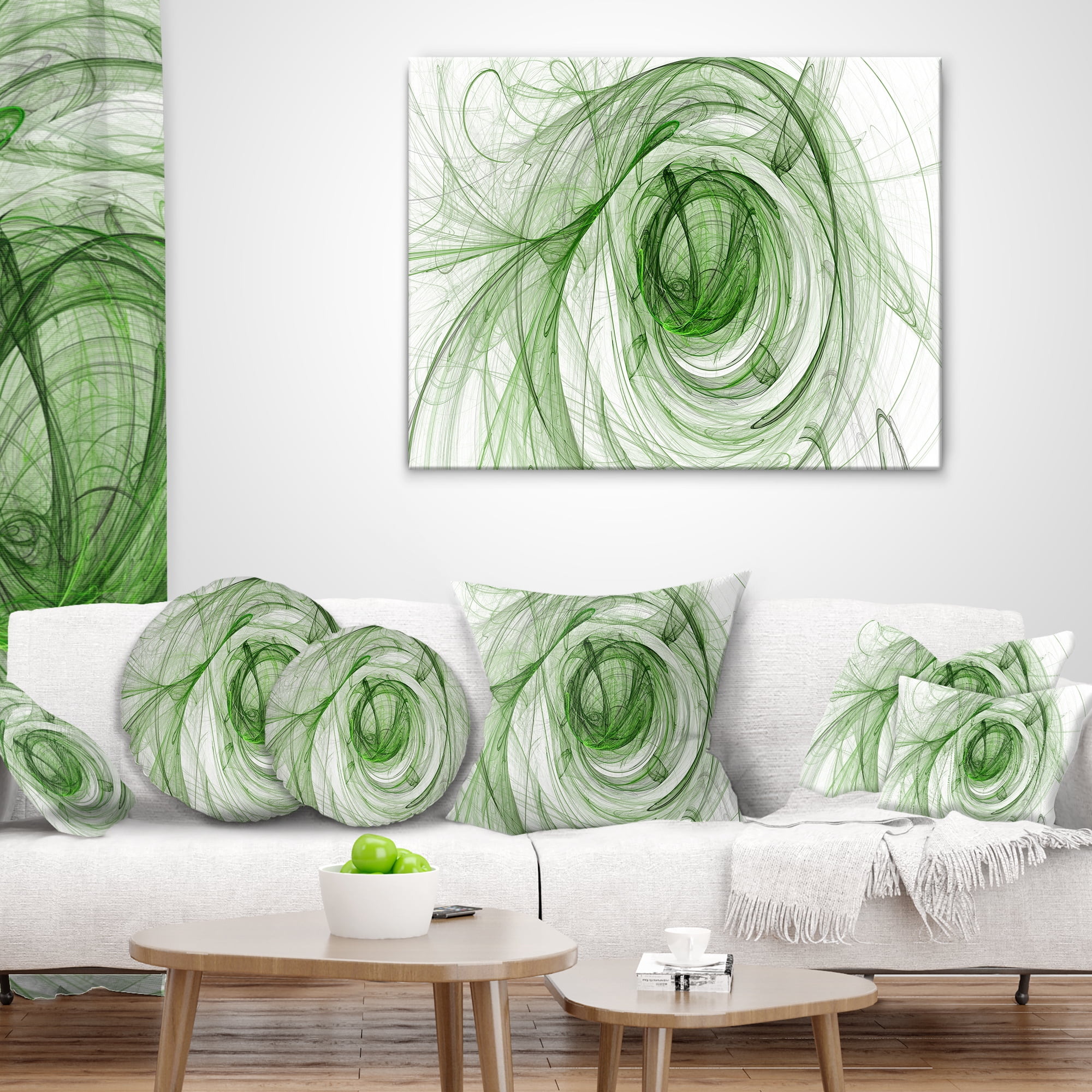 Designart Ball of Yarn Green Spiral - Abstract Throw Pillow - 12x20