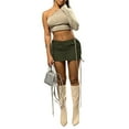 thumbnail image 6 of Liacowi Women Mini Skirt Vintage Drawstring Ruched Cargo Skirt Grunge Solid Color Short Skirt for Party, 6 of 9