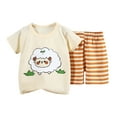 thumbnail image 2 of Cethrio Toddler Girls Outfit Sets, Cotton Cute Short Sleeve Casual Shirt Top and Shorts Suits Beige Size 1 T, 2 of 3