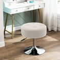 thumbnail image 5 of Duhome Modern Vanity Stool PU Leather Swivel Vanity Chair, Adjustable Height with Chrome Base White, 5 of 10