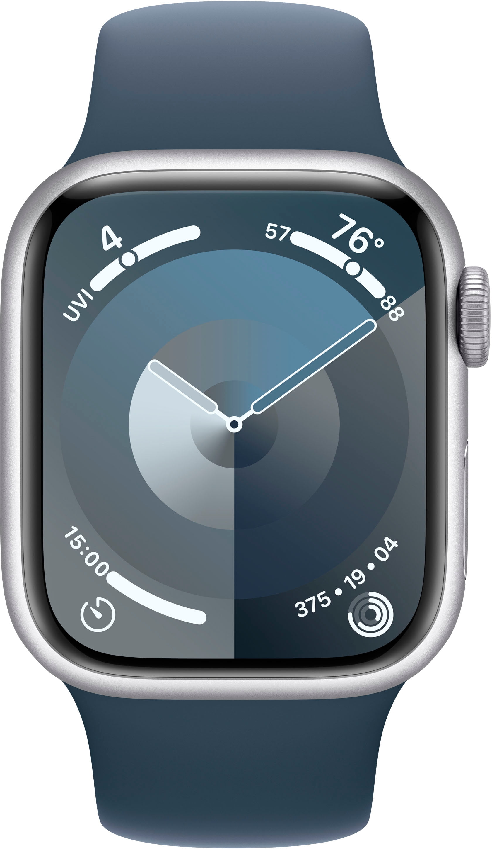 Restored Apple Watch Series 9 (GPS, 41mm) - Silver Aluminum Case with Storm Blue Sport Band, (Refurbished)