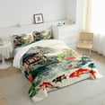 thumbnail image 4 of Feelyou Lake Lotus Fish Bedding Comforter Set, Chinese Style Garden Twin Comforter Sets, Vintage Watercolor Reversible Bedding Set, Microfiber Bedroom Decor, 2-Piece, 4 of 9