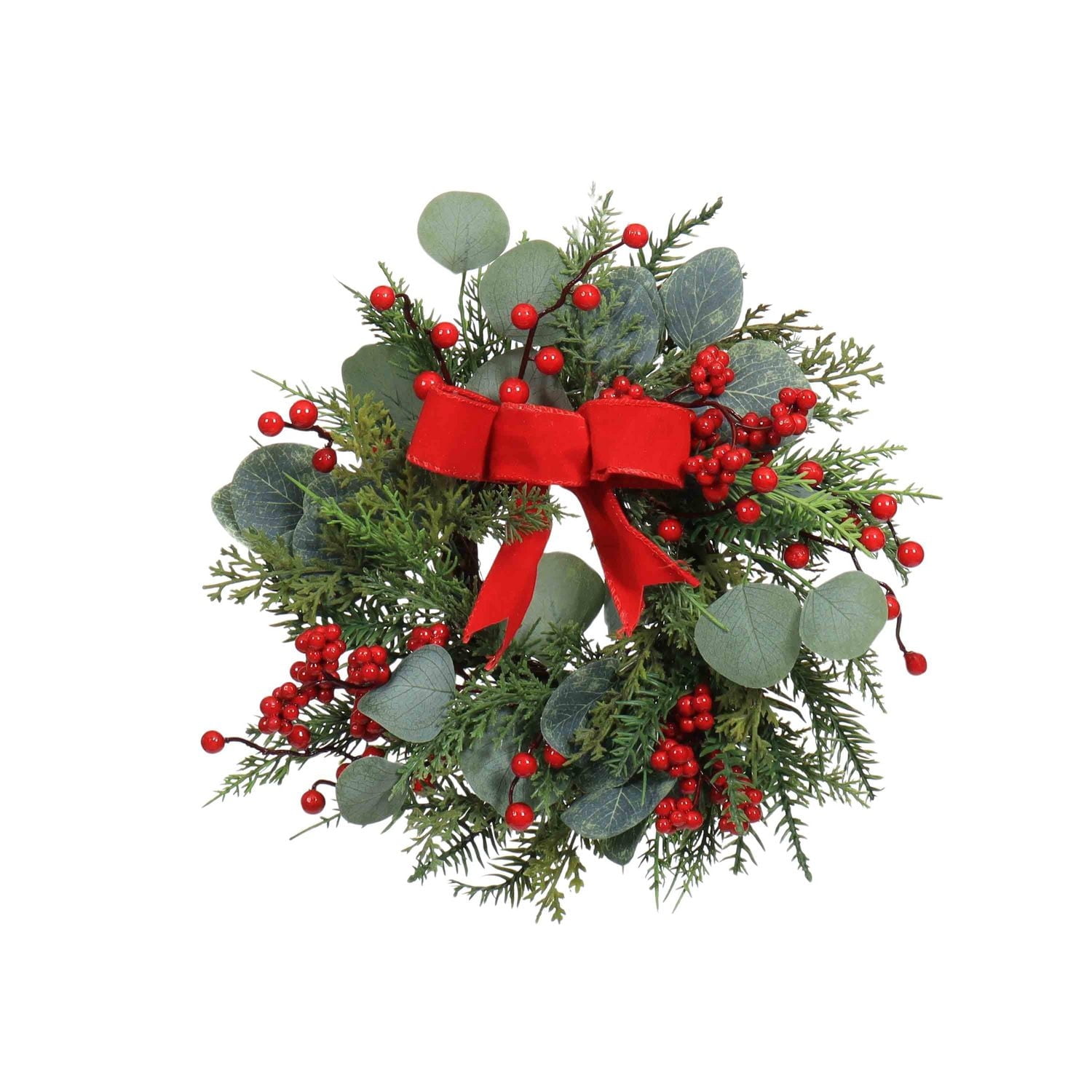 Holiday Time 12" Unlit Bow Christmas Wreath - Green and Red
