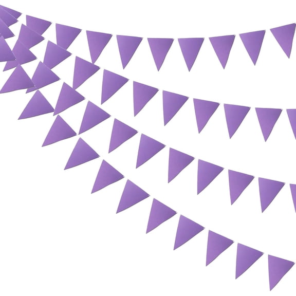 3Pcs 24Ft Light Purple Pre-Strung Felt Hanging Pennant Banners Triangle Flag Bunting Garland Backdrop for Birthday Wedding Bridal Baby Shower Home Nursery Outdoor Garden Festivals Decoration