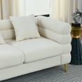 thumbnail image 5 of 81.5" Sectional Couch, Teddy L Shaped Sofa with Soft Seat Cushion and 3 Pillows, 5 Seat Corner Couch with Gold Legs for Living Room, Bedroom, Apartment, Office, White, 5 of 9