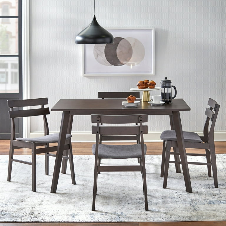 TMS Fiesta Mid-Century Wood Dining Room Chairs , Walnut - Set of 4