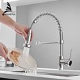 thumbnail image 2 of Kitchen Faucets Brush Brass Faucets for Kitchen Sink Single Lever Pull Out Spring Spout Mixers Tap Hot Cold Water Crane 866053R, 2 of 5