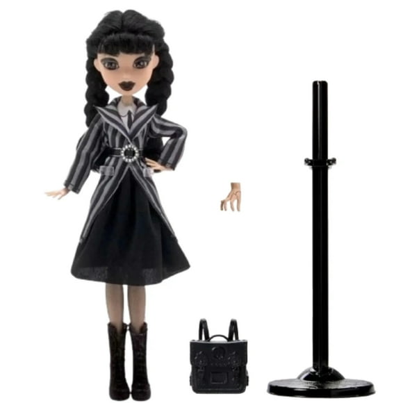 Monster Wednesday Doll and Accessories, High Wednesday Addams Collectible in Academy Uniform with Thing and Backpack, Doll Stand.,9.8"