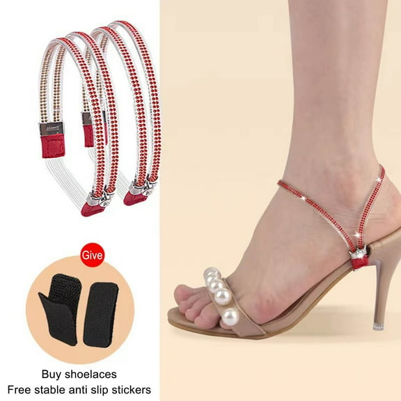 JGJJUGN Elastic High Heel Shoe Straps, Replacement Ankle Straps for Heels, Rhinestone Shoe Straps, Antiloose High Heel Accessories, Comfortable Shoe Fixing Straps for Events