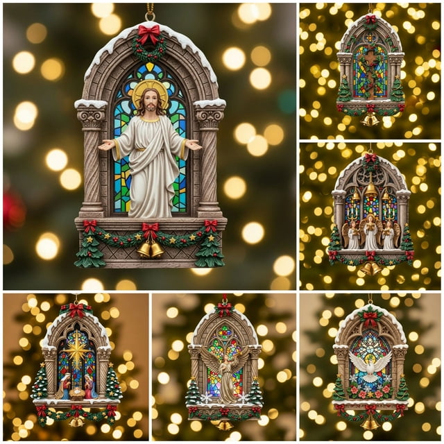 Ornement de Noël / Décoration de Crèche de Cathédrale / Embellissement d'Arbre de Fête / Cadeau Religieux de Fête / Artisanat Exquis Détaillé / 1 Pce Suspendue