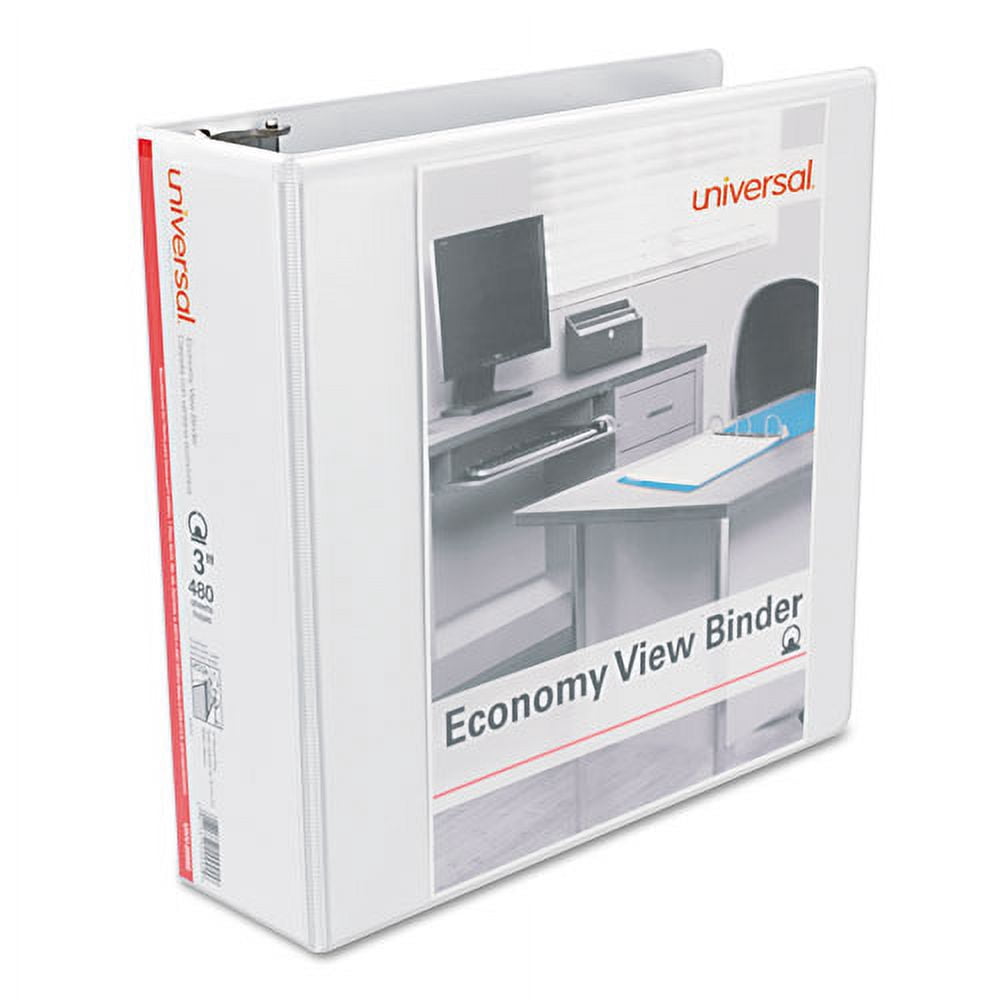 Economy Round Ring View Binder, 3 Rings, 3" Capacity, 11 X 8.5, White | Bundle of 5 Each