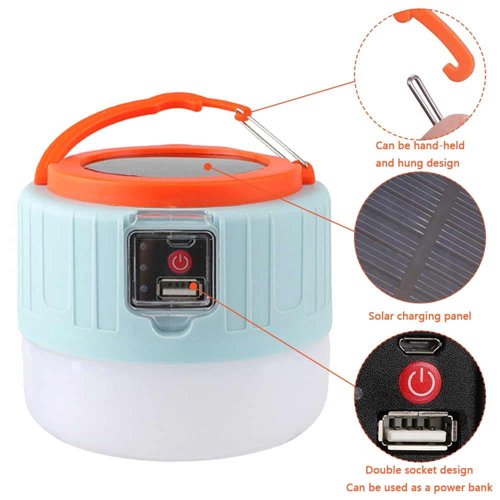 Perfect for Hurricane,Emergency,Hiking,Home 3000mAh Power Bank 2 Light Modes Waterproof Tent Light Solar Hand Crank Emergency Lantern 3 Ways Powered Rechargeable LED Camping Lantern Collapsible 
