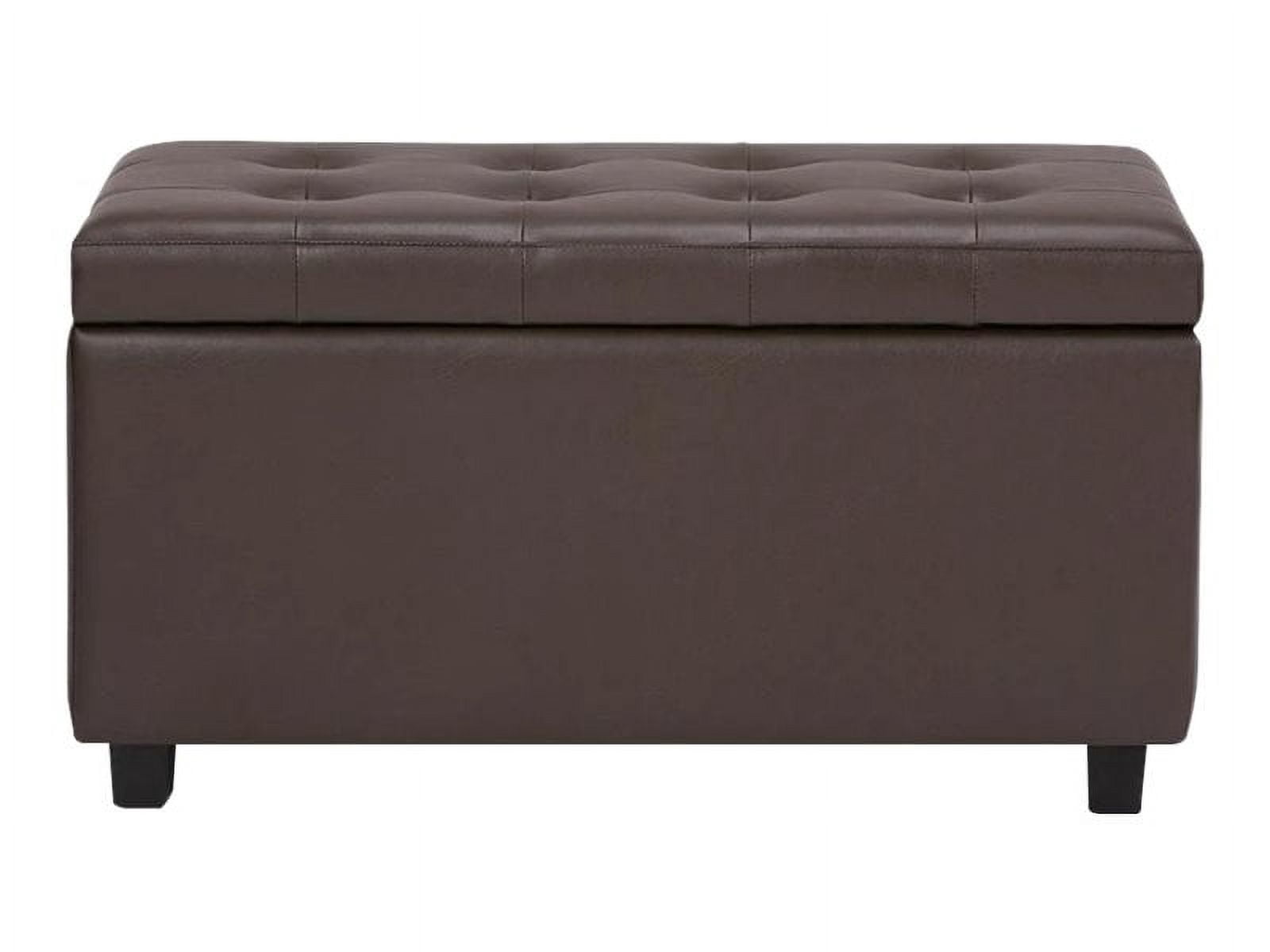 Cosmopolitan 34 inch Wide Storage Ottoman in Chocolate Brown Vegan Leather