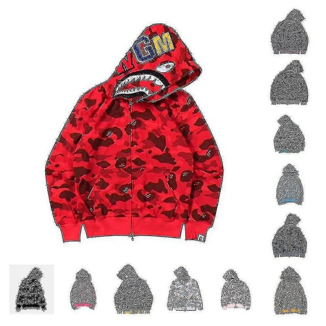 Nueva tendencia tiburón sudadera con capucha estampado de camuflaje algodón casual suelta cremallera chaqueta con capucha para hombres mujeres Xinda