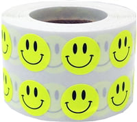 3/4 Round Pack of 1260 Happy Face Smiley Stickers Great for Teachers Bright Neon Colors 