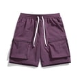 thumbnail image 4 of Yertdoel Mens Cargo Shorts Soild Color Elastic Waist Drawstring Big&Tall Shorts with Pockets Lightweight Loose Fast Drying Outdoor Workout Running Summer Casual Shorts, 4 of 9
