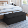 thumbnail image 3 of MoNiBloom 43" Collapsible Ottoman with Storage, PU Leather Storage Ottoman Bench, Modern Storage Footstool for Living Room Bedroom Entryway, Black, 3 of 8