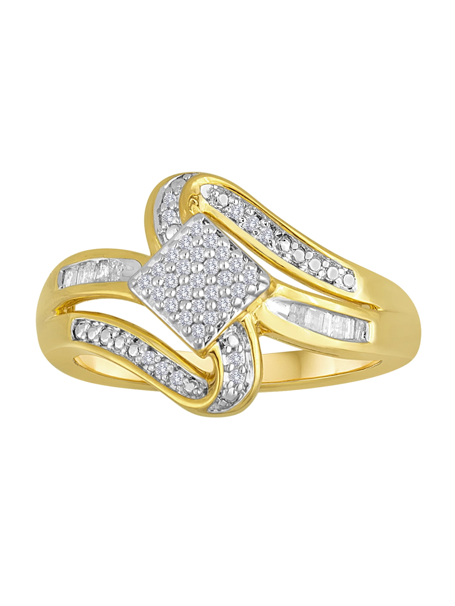 Nieuw maanjaar Praten tegen Mitt Brilliance Fine Jewelry 1/6 Carat T.W. Diamond 14kt Gold-Plated Sterling  Silver Ring - Walmart.com